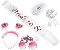 RRP £120 Set of 12 x Veewon Bride To Be Sash Glasses Badge Garter Headband Hen Party Set