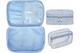 RRP £45 Set of 3 x Toplive Makeup Bag for Women, Cosmetic Case for Travel, Cute Toiletry Pouch