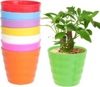 RRP £24 Set of 2 x Tovee 8 Pack Plastic Plant Pots Colourful Flower Pots,Seedlings Nursery Pots