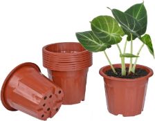 Set of 4 x 10-Pieces Cymax Large Plastic Plant Pot,15.5cm Plastic Indoor Planter Flower Pots with