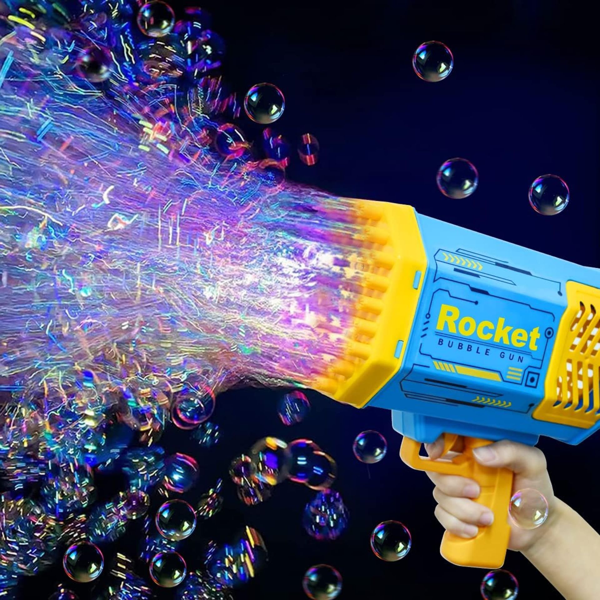 RR)P £19.99 Bubble Machine Outdoor, 69 Holes Bubble Gun 500+ Bubbles Per Minute Electric Bubble