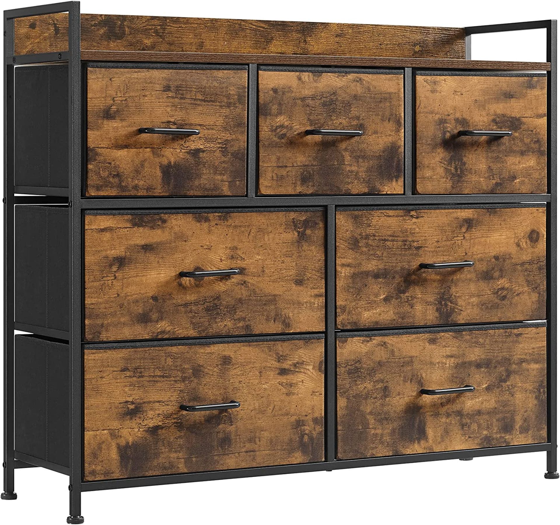 RRP £34.99 SONGMICS Chest of Drawers, Bedroom Cabinet, 7 Fabric Drawers with Handles, Metal Frame,