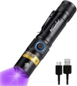 Alonefire SV38 5W 365nm Professional UV Torch Type C USB Rechargeable Ultraviolet Blacklight Money