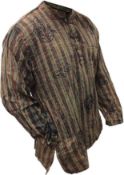 RRP £42 Set of 2 x SHOPOHOLIC FASHION Unisex Stonewashed Striped Lightweight Shirt, 3XL