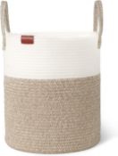 RRP £19.99 Aoohun Cotton Rope Laundry Basket, Woven Storage Baskets Collapsible Toy Hamper Storage