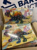 RRP £45 Set of 3 x Large Dinosaurs Wooden Jigsaw Puzzles for Kids Gifts | Numbers and Alphabet