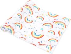 RRP £40 Set of 5 x CuteOn Swaddle Blankets Muslin Blankets for Unisex Baby- Blue Cloud Rainbow