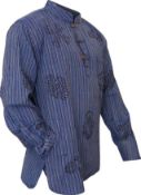 RRP £42 Set of 2 x SHOPOHOLIC FASHION Unisex Stonewashed Striped Lightweight Shirt, XXL