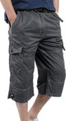 RRP £25.99 YAOBAOLE Men's Casual Cargo Shorts Outdoor 3/4 Length Capri Shorts with Pocket, 3XL