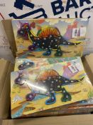 RRP £45 Set of 3 x Large Dinosaurs Wooden Jigsaw Puzzles for Kids Gifts | Numbers and Alphabet