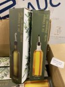Set of 2 x Cymax Olive Oil Dispenser Bottle Set,17oz/500ml Green Glass Oil & Vinegar Cruet with 2
