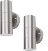 RRP £24.99 Stainless Steel Double Outdoor Wall Light 2-Pack Modern Double Up Down Wall Spot Light