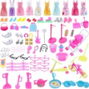 RRP £28 Set of 4 x Xerteam 116 Piece Doll Clothes And Accessory Set