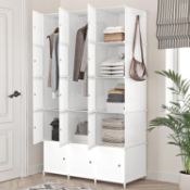 RRP £69.99 JOISCOPE Portable Wardrobe for Bedroom Foldable Wardrobe With Clothes Hanging Rails,
