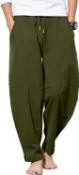 RRP £19.99 YAOBAOLE Men's Cotton Linen Pants Casual Stretchy Drawstring Waist Trousers with
