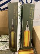 Set of 2 x Cymax Olive Oil Dispenser Bottle Set,17oz/500ml Green Glass Oil & Vinegar Cruet with 2