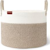 RRP £22.99 Aoohun Cotton Rope Laundry Basket, Woven Storage Baskets Collapsible Toy Hamper Storage
