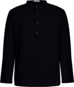 YAOBAOLE Mens Casual Cotton Linen Long Sleeve Henley Shirt Grandad Banded Button Men Shirt, 3XL