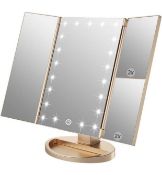 RRP £26.99 Weily Tri-Fold Makeup Mirror with 2X/3X Magnifying LED Mirror Touch Control