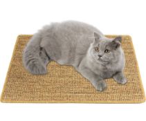 RRP £34 Set of 2 x KPUY Cat Scratcher 60 x 40cm Cat Scratching Mat with Adhesive Hook Loop Tape