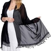 RRP £30 Set of 2 x Chiffon Shawls and Wraps for Women Evening Dress by Ladiery, Lightweight Soft