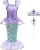 RRP £30 Set of 2 x ACWOO Little Girls Mermaid Costume, Princess Mermaid Costumes Set with