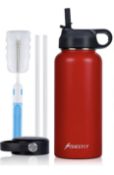 Sheefly Insulated Water Bottle with Straw 1 Litre Metal Water Bottle Stainless Steel Leakproof