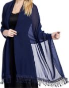 RRP £30 Set of 2 x Chiffon Shawls and Wraps for Women Evening Dress by Ladiery, Lightweight Soft
