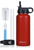 Sheefly Insulated Water Bottle with Straw 1 Litre Metal Water Bottle Stainless Steel Leakproof