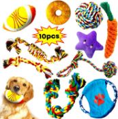 RRP £26 Set of 2 x Decyam Dog Toys 10 Pcs Puppy Toys: Dog Chew Toys