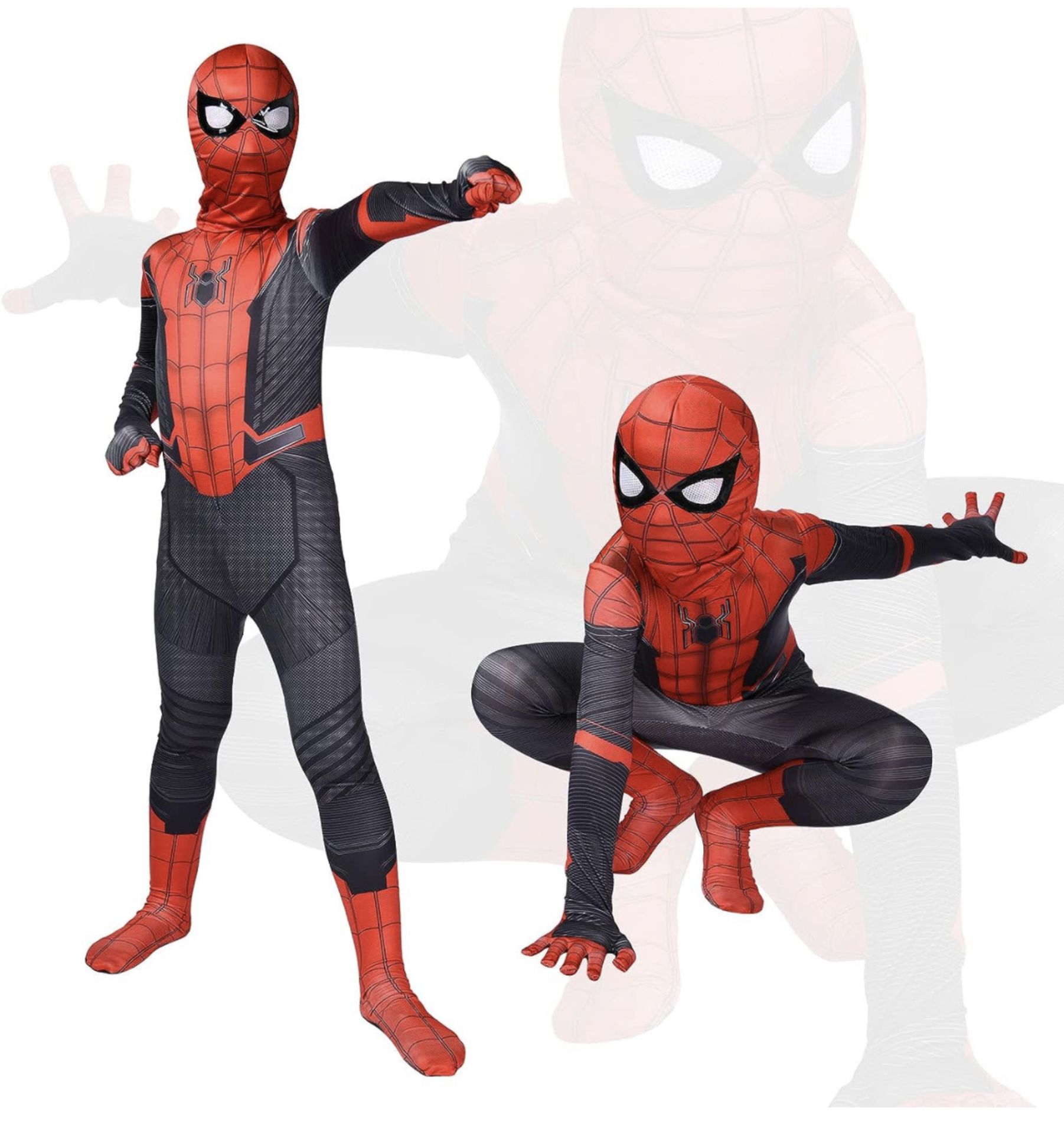 RRP £34 Set of 2 x ACWOO Superhero Costume for Kids Spiderman Fancy Dress. 120cm