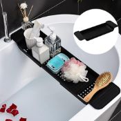 RRP £50 Set of 2 x GSDGV Expandable Bathtub Tray, Folding Multifunctional Phone Storage Rack Bathtub