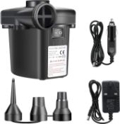 RRP 28 Set of 2 x Electric Air Pump, Home/Car Use Airbed Pump for Air Mattresses/Swimming Ring,