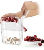 RRP £18.99 Yum Crispy Cherry Pitter with Stone Catcher Container Cherry Stone Remover Kitchen Tool