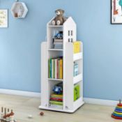 RRP £89.99 tonchean 3 Tier Rotating Bookshelf Bookcase kids house Children's White Tall Bookcase