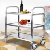 RRP £119.99 ybaymy 3 Shelf Utility Service Cart 950 x 500 x 950mm Stainless Steel Kitchen Island