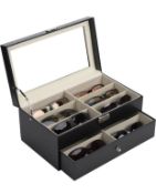 RRP £27.99 CO-Z Leatherette Sunglasses Storage, 12 Slots Sunglasses Organiser Box Display Case
