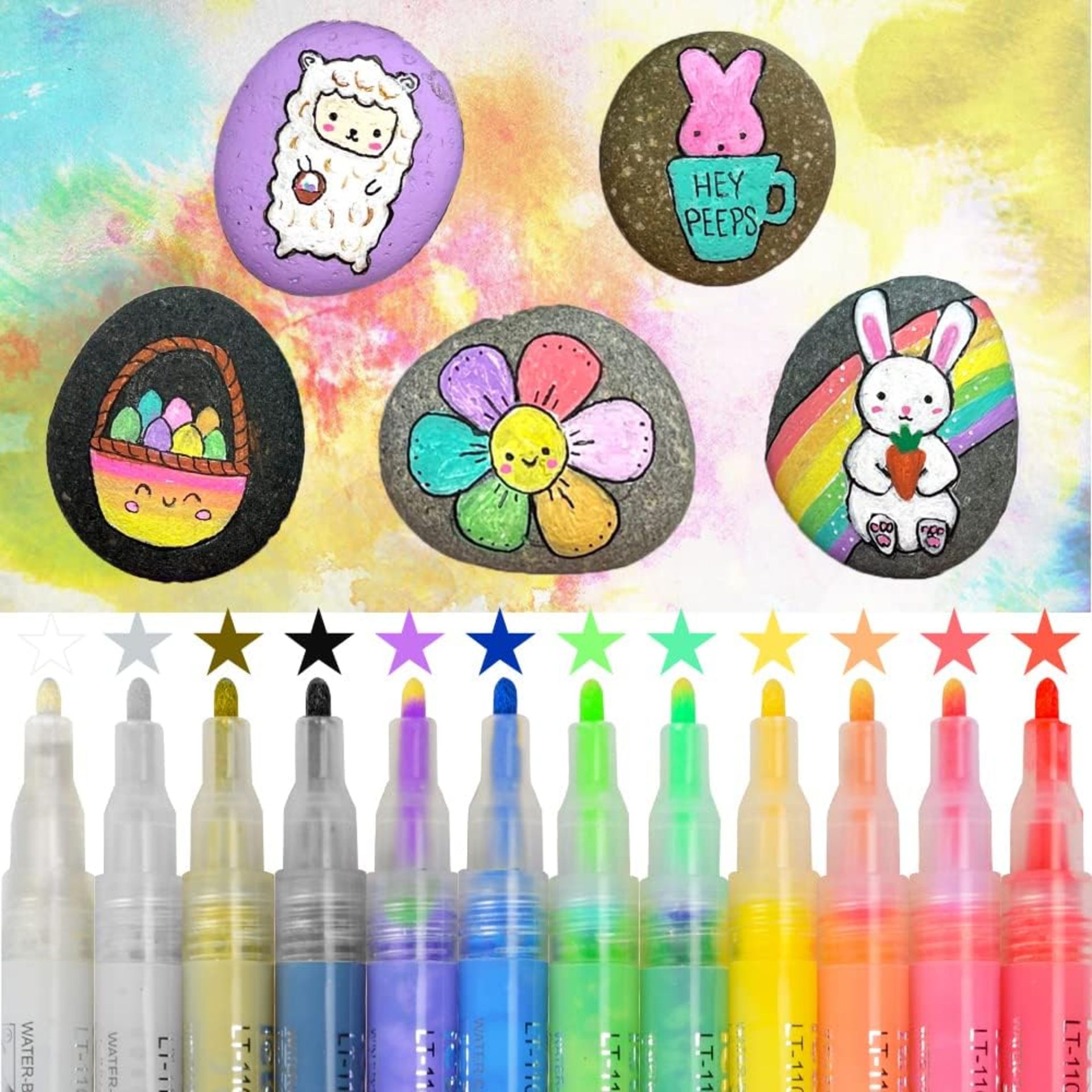 RRP £36 Set of 3 x Vcumter Gifts for Kids, Arts and Crafts for Rocks Painting 12 Colours Acrylic