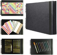 RRP £32 Set of 2 x VIEWLON Scrapbook Photo Album, 80 Black Pages Memory Books 12 x 9 inch A4 Craft