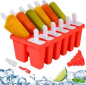 RRP £72 Set of 8 x Silicone Popsicle Molds, DIY Ice Pop Mold for Kids Adult Teens, BPA Free Ice