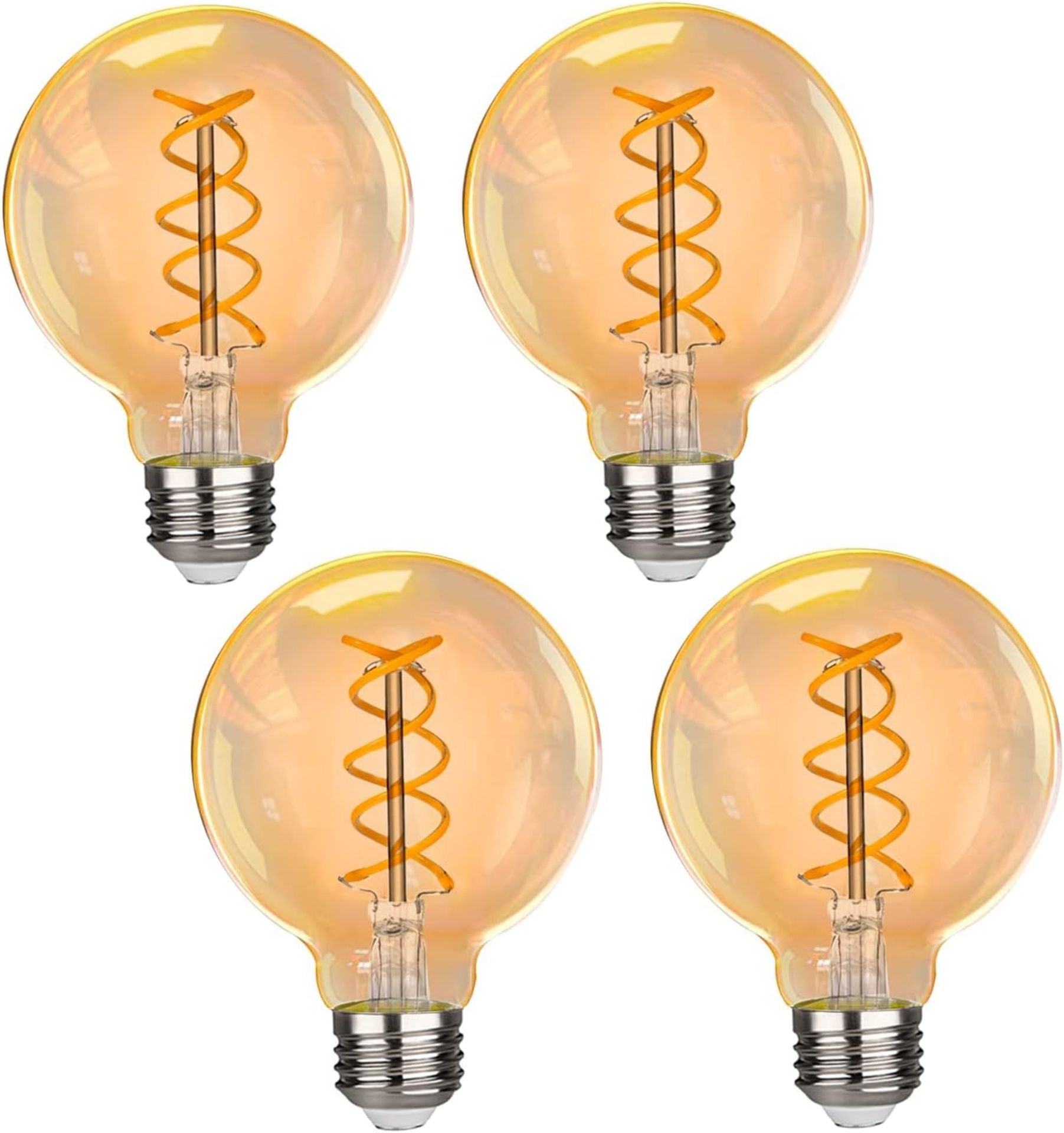 RRP £22.99 BESLAM 4-Pack G80 6W LED Light Bulbs, Vintage Edsion E27 Base Screw Globe Amber Glass