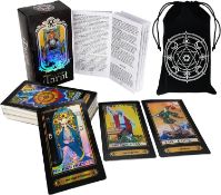 RRP £100 Set of 10 x Tarot Cards Deck Sets with Guidebook,Tarot Black Bag,Classic 78 Tarot Cards