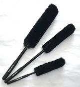 Set of 2 x Dumi 3-Pieces Wheel Cleaning Brush Kit 100% Lambswool Dusters - Merino Sheepskin with