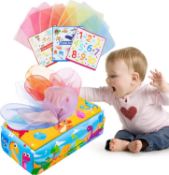 RRP £80 Set of 8 x Baby Tissue Box Toy, Animal Pattern Tissue Box Toy with Bibi
