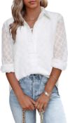 RRP £29.99 Apoonaba Women's Top Casual Elegant Floral Pattern Blouse Long Sleeve Shirt, Small