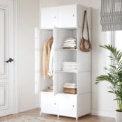 RRP £49.99 JOISCOPE Portable Wardrobe for Bedroom Foldable Wardrobe With Clothes Hanging Rails,