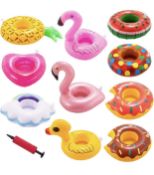 RRP £80 Set of 9 x Pukitt 10PCs Inflatable Drink Holders Cute Pool Cup Holder Floats