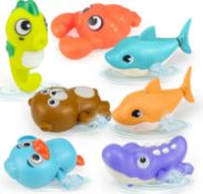 RRP £45 Set of 5 x 7 Pack Baby Bath Toys, Wind Up Bath Toys for Toddlers 1-3, Floating Sea Animals