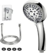 LCPCX Hand Shower, Water Saving, Booster Shower Set, 9 Mode Function, with 1.5M Hose and Non-