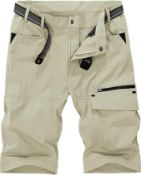RRP £29.99 donhobo, Size 32, Mens Quick Dry Cargo Shorts Water Resistant Multi-Pockets Outdoor